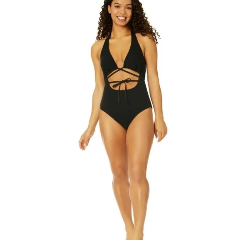 Celebrity Pink Black Cutout One Piece Swimsuit